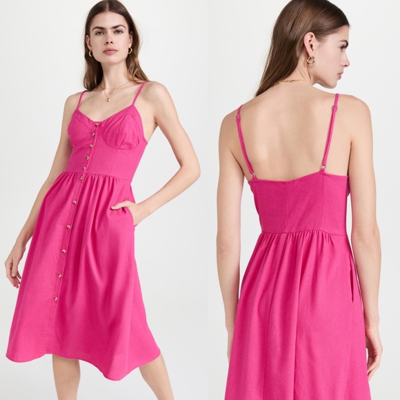 Rolla’s Eve Linen Dress In Magenta/Hot Pink - Picture 2 of 15